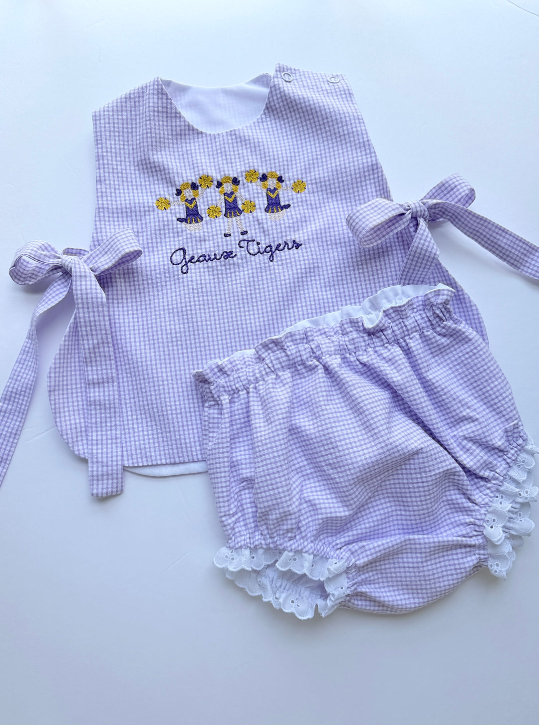 Cheerleader Bloomer Set - Lavender Gingham