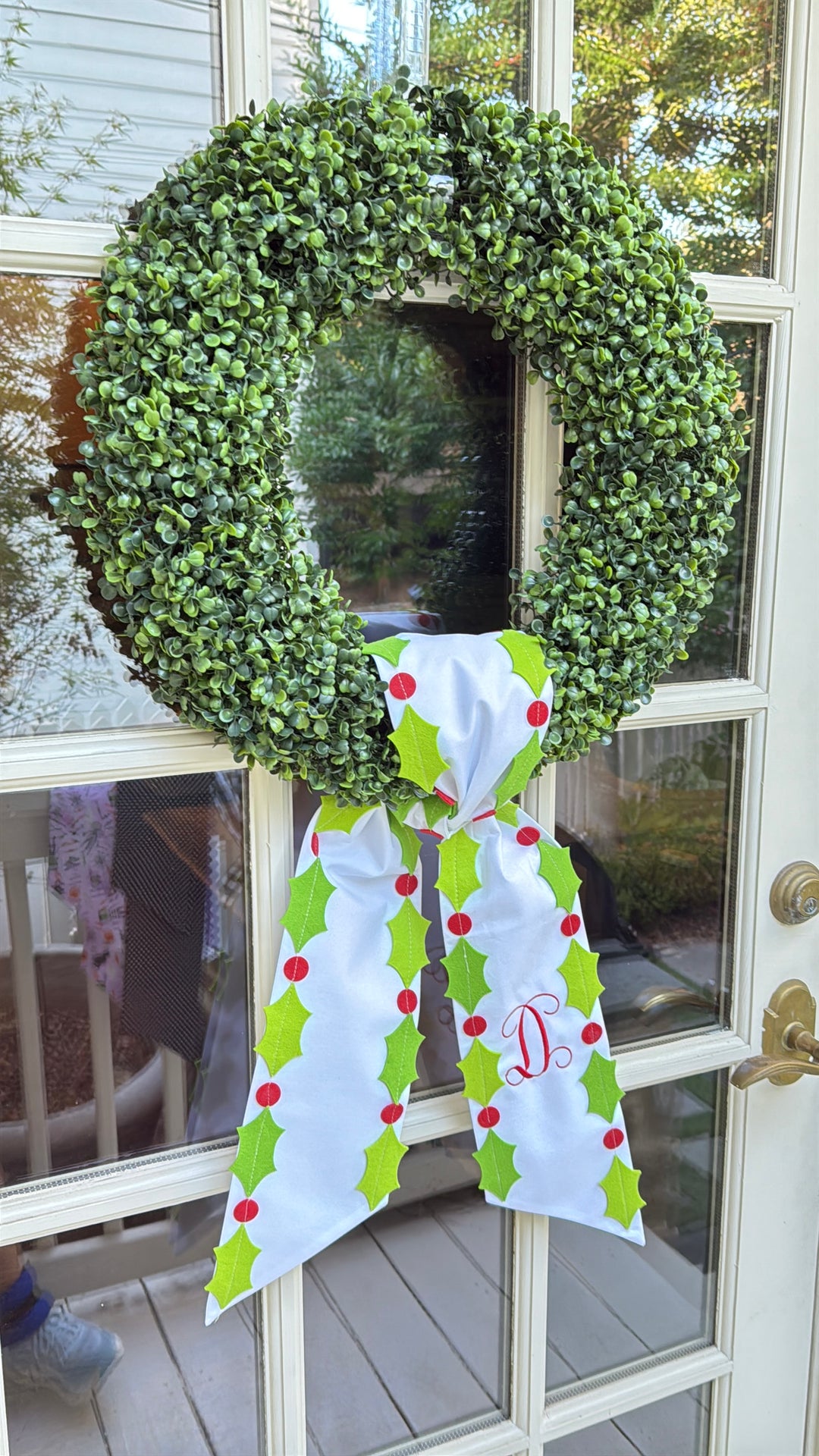 White Holly Wreath Sash