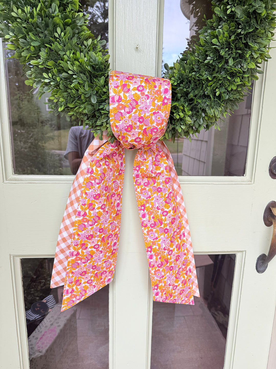 Fall floral and brown check sash