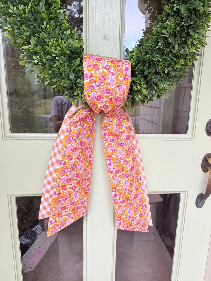 Fall floral and brown check sash