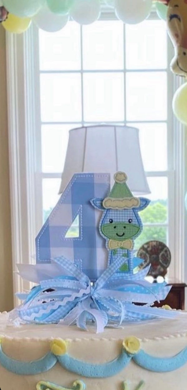 Number with Blue Giraffe Topper