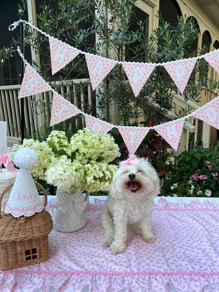 Floral Pendent Happy Birthday Banner on Ricrac