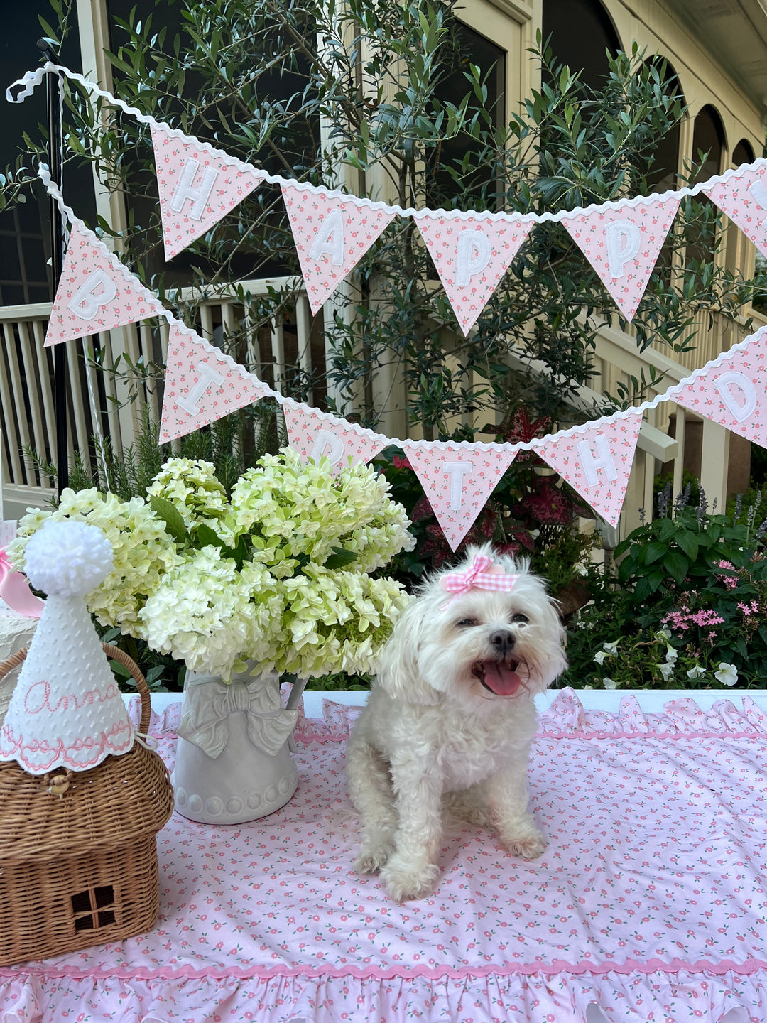 Floral Pendent Happy Birthday Banner on Ricrac