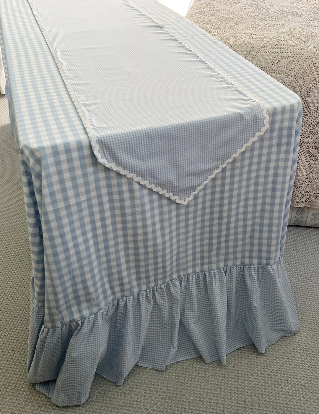 Blue Gingham with White RicRac