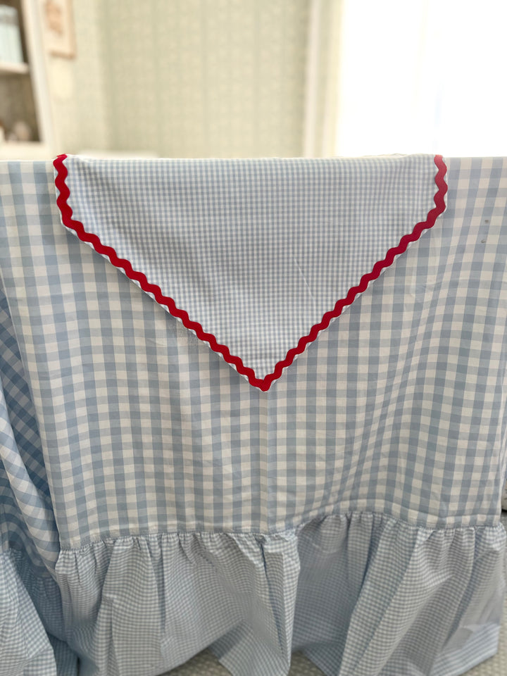 Blue Gingham with Red RicRac