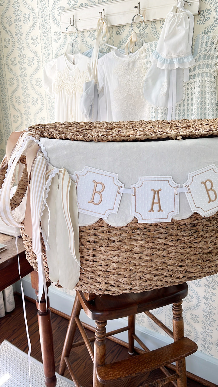 Square Baby/name Bassinet Banner in Neutral