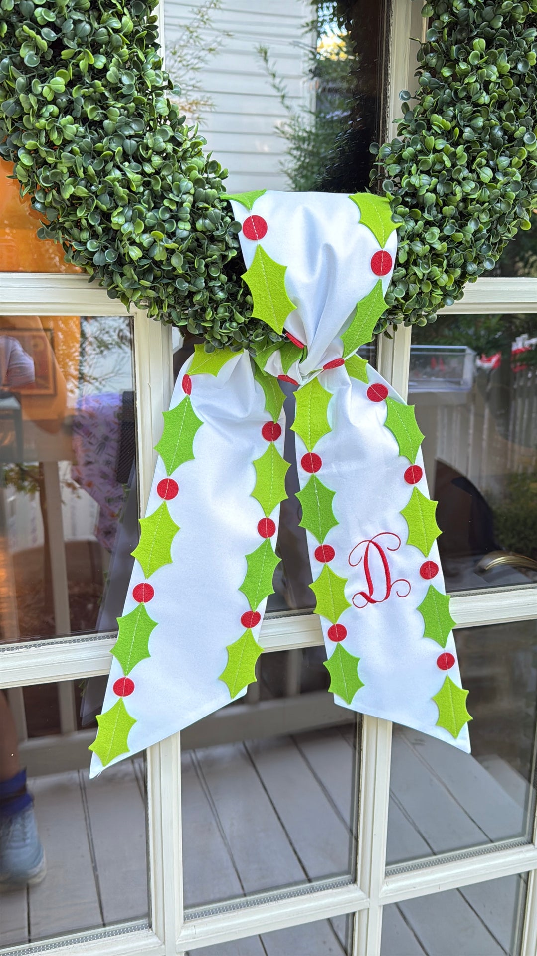 White Holly Wreath Sash