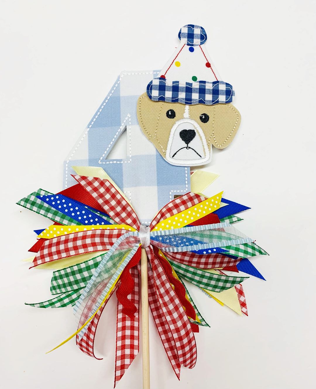 Puppy Banner in Primary Colors - Boxer Cake Topper