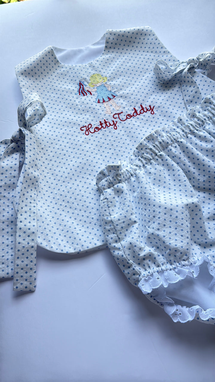 Cheerleader Bloomer Set - Blue Dot