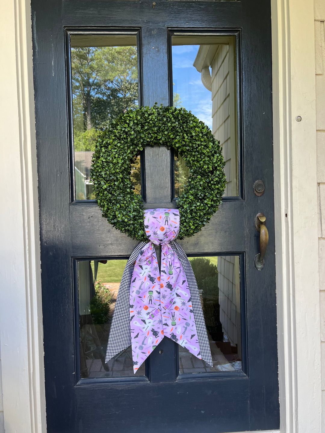 Lavender Halloween and Black Gingham Sash