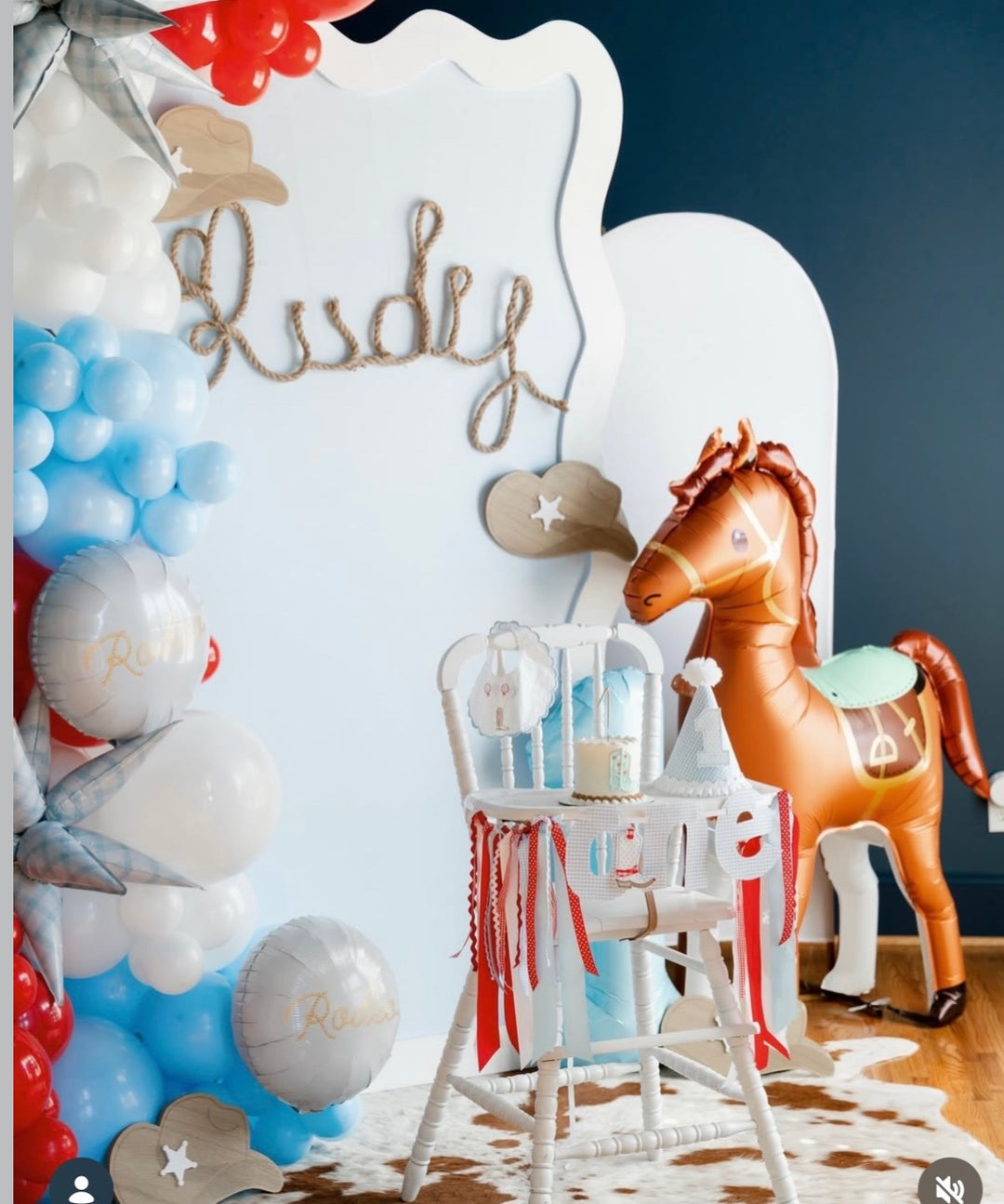 Cowboy Boot Birthday Set in Blue and Red