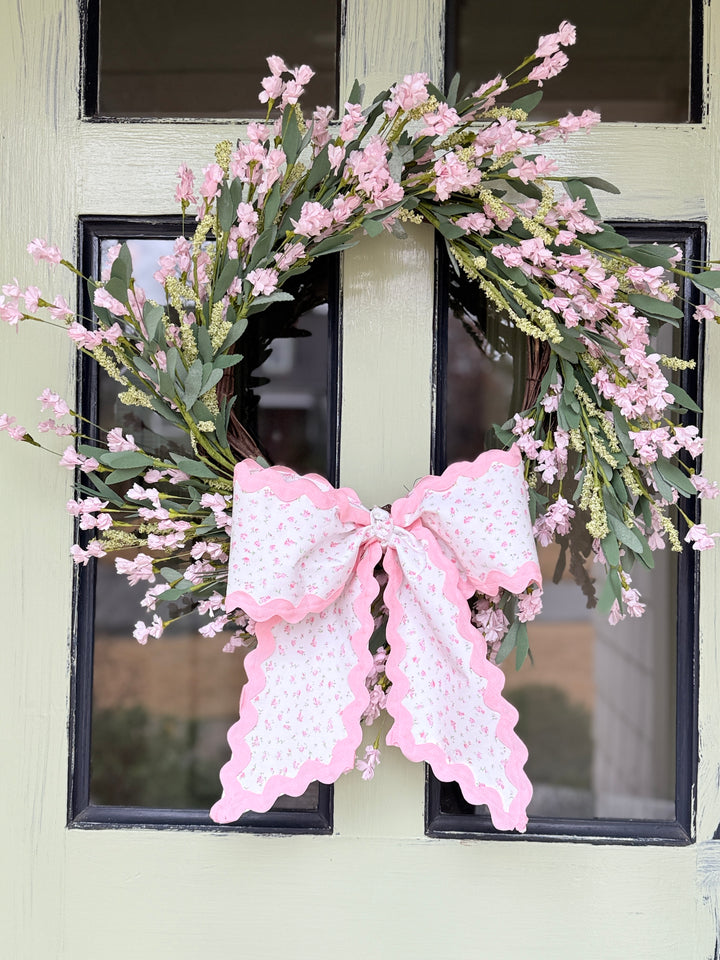 Wreath Bow in Floral with Riceac