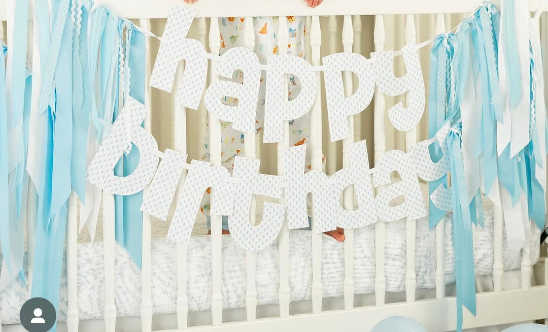 Blue Swiss Happy Birthday Banner