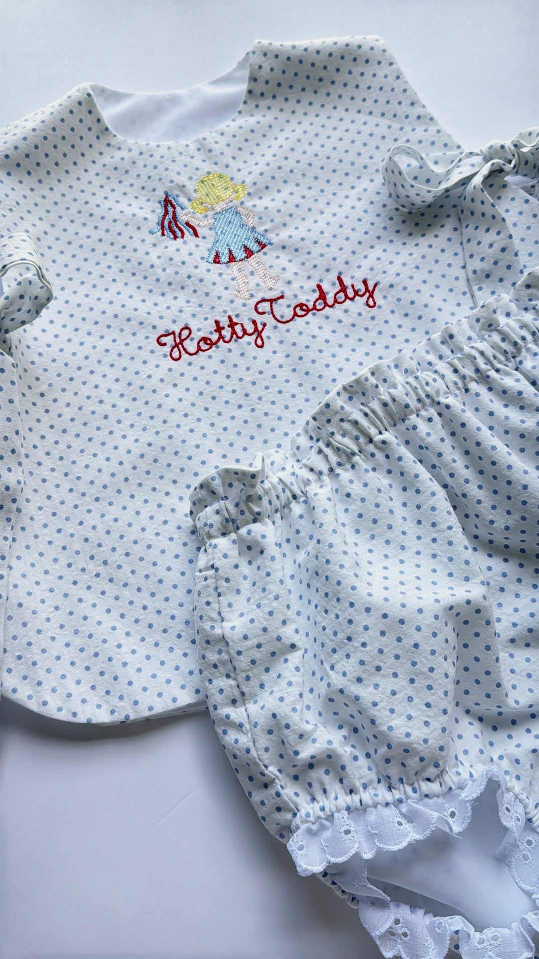 Cheerleader Bloomer Set - Blue Dot