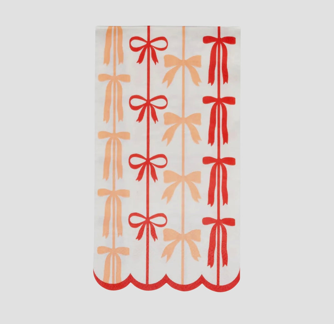 Red and Pink Bow Stripes Dinner Napkin