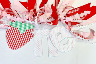 Strawberry One Set:  One, Hat, Bib and Cake Topper
