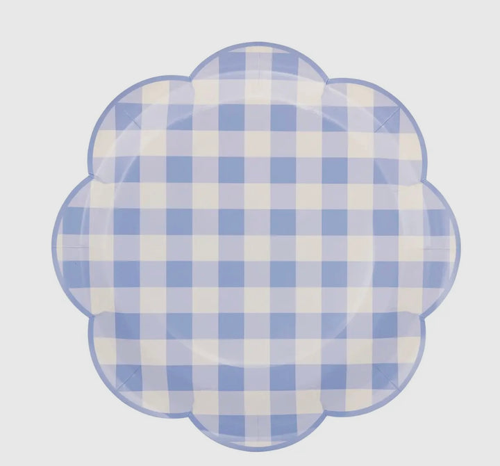 Blue Gingham Paper Plate