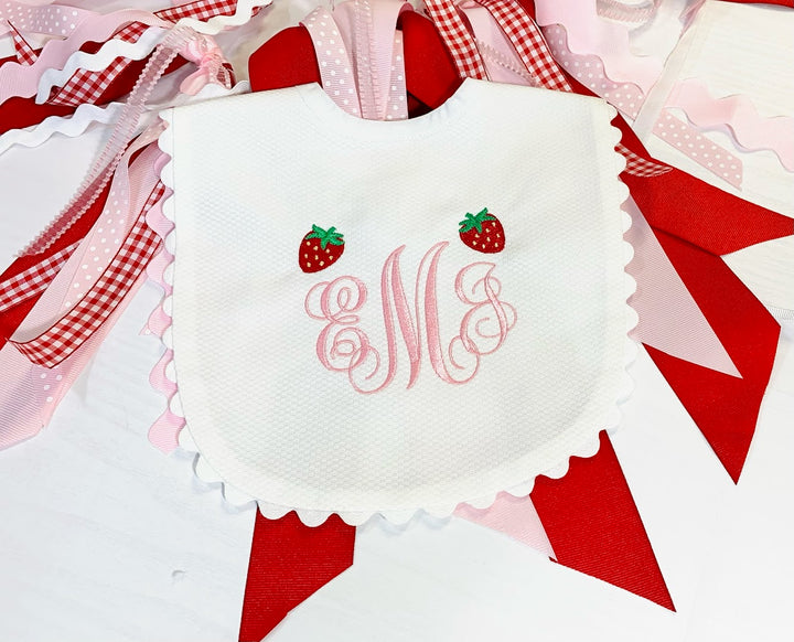 Strawberry One Set:  One, Hat, Bib and Cake Topper