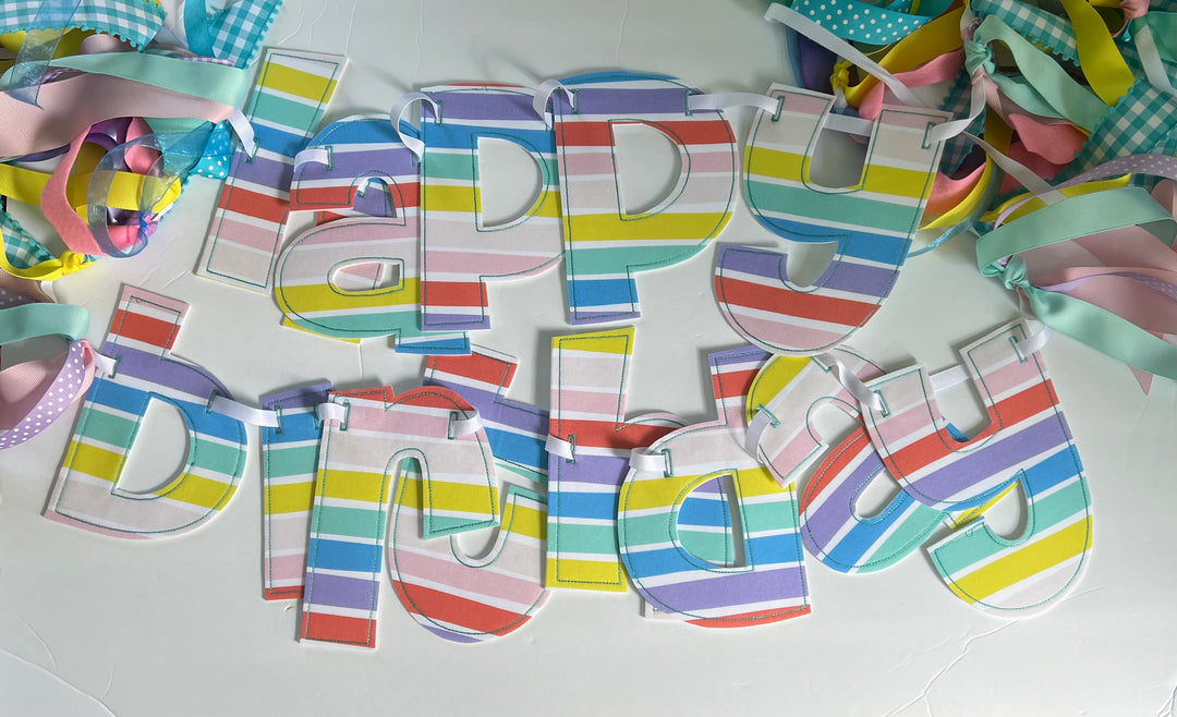 Rainbow Stripe Happy Birthday