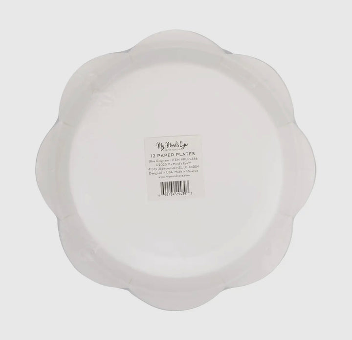 Blue Gingham Paper Plate