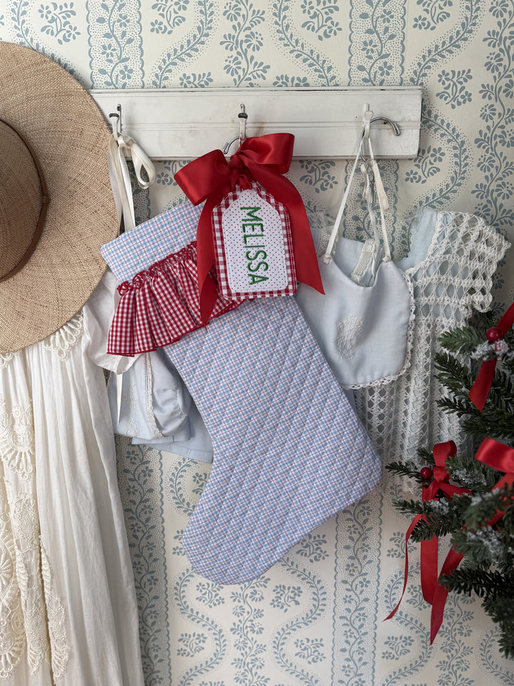 Blue Plaid Christmas Stocking