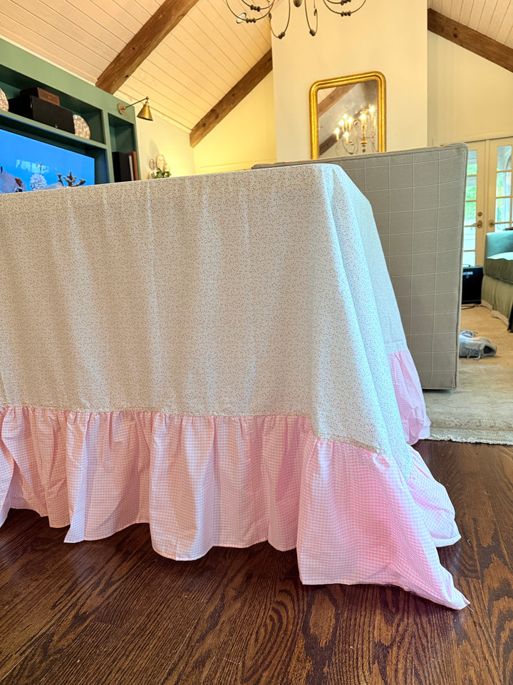 Pink Floral with Pink Gingham Ruffle
