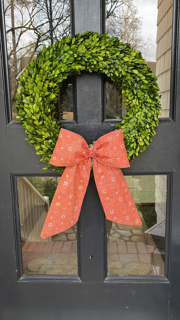 Coral Floral Bow