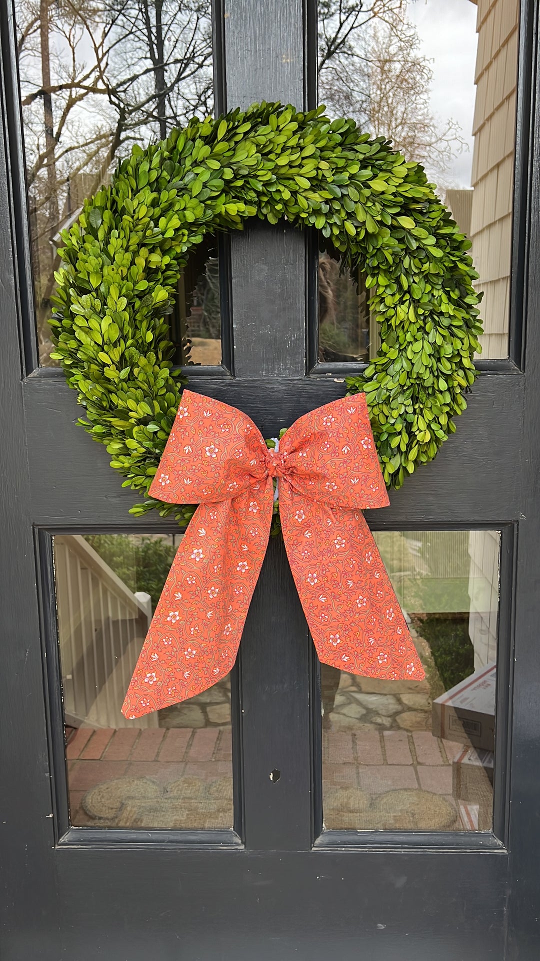 Coral Floral Bow