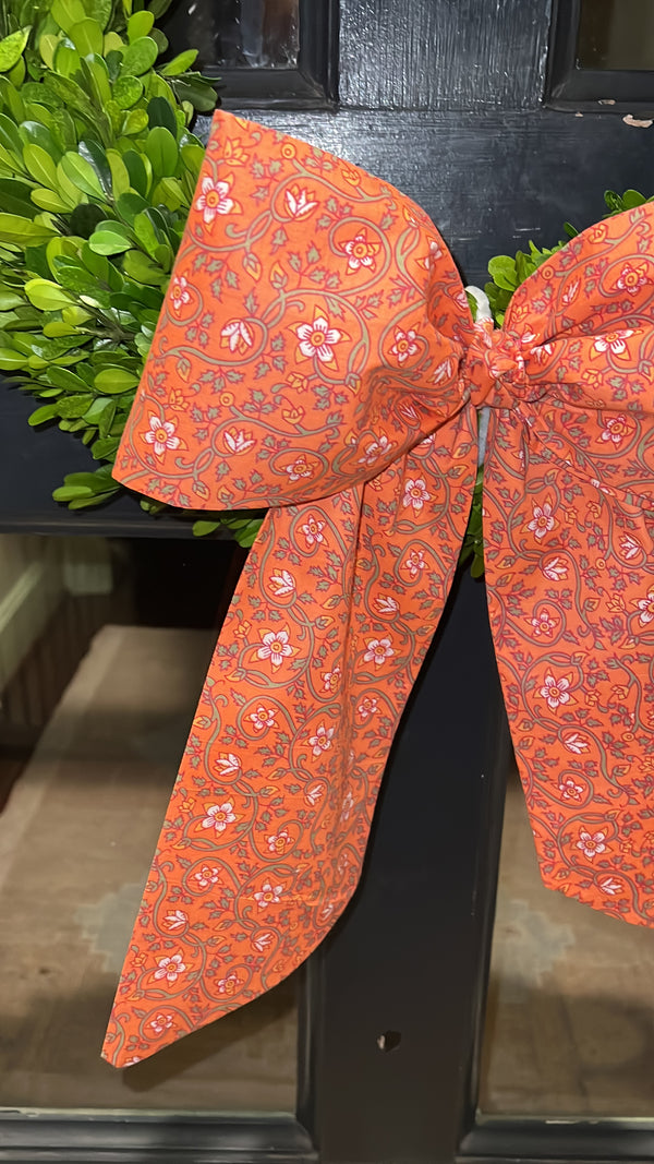 Coral Floral Bow