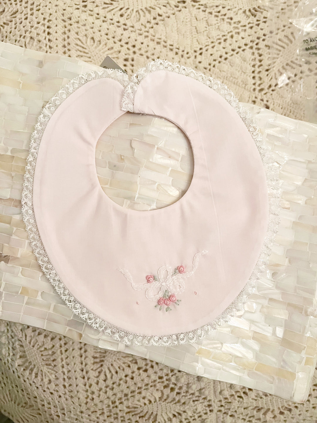 Vintage Bow Collection Lace Trim Bib