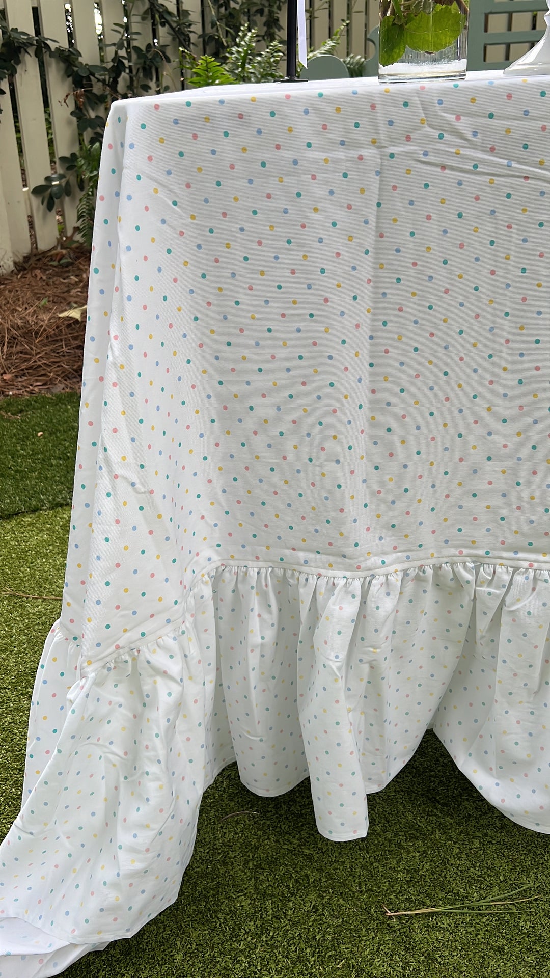 Pastel Dot Tablecloth with Ruffle