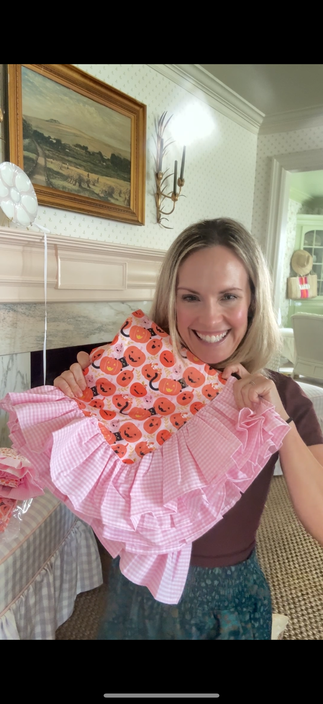 Pumpkin Fun Halloween Ruffle Tablecloth
