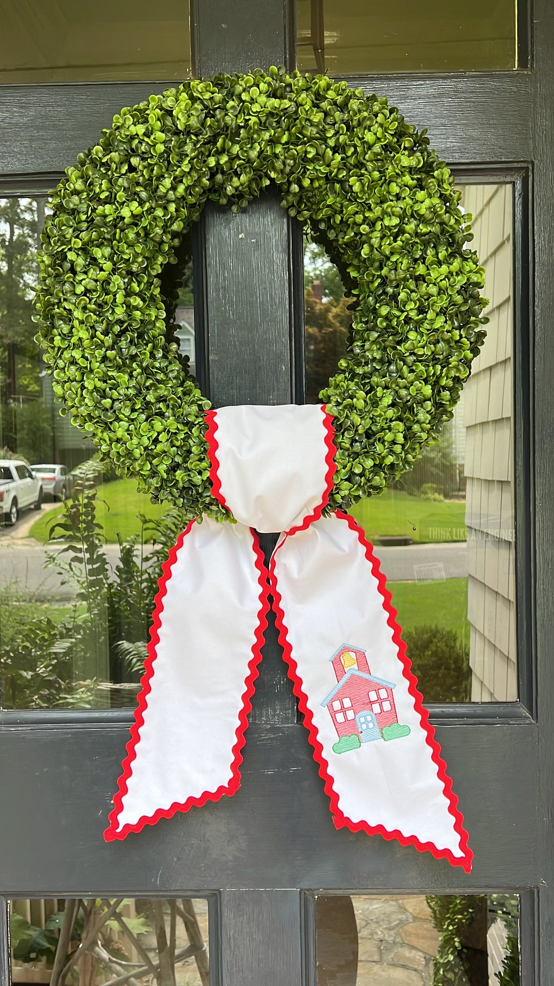 School House Wreath Sash with RicRac