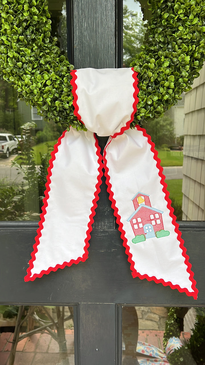 School House Wreath Sash with RicRac