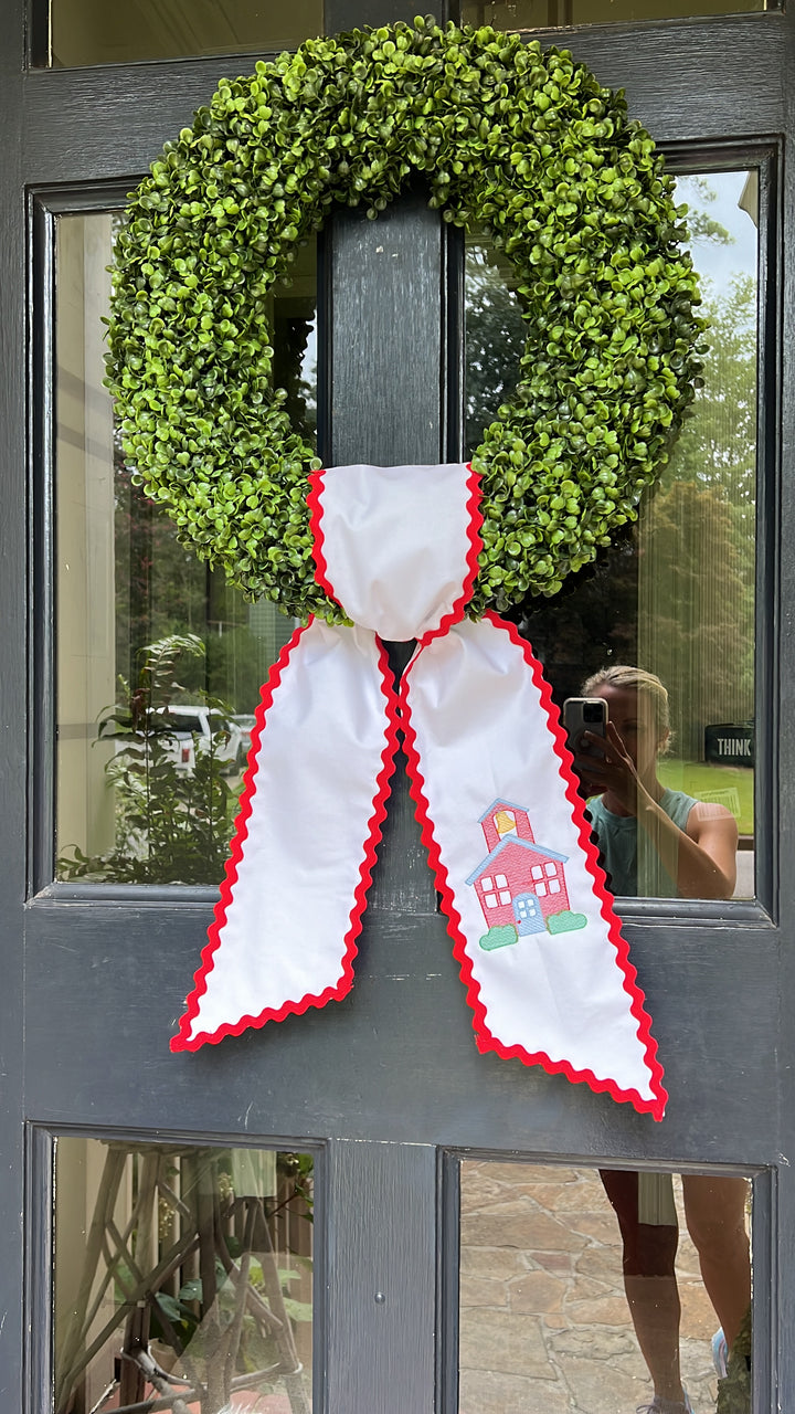 School House Wreath Sash with RicRac