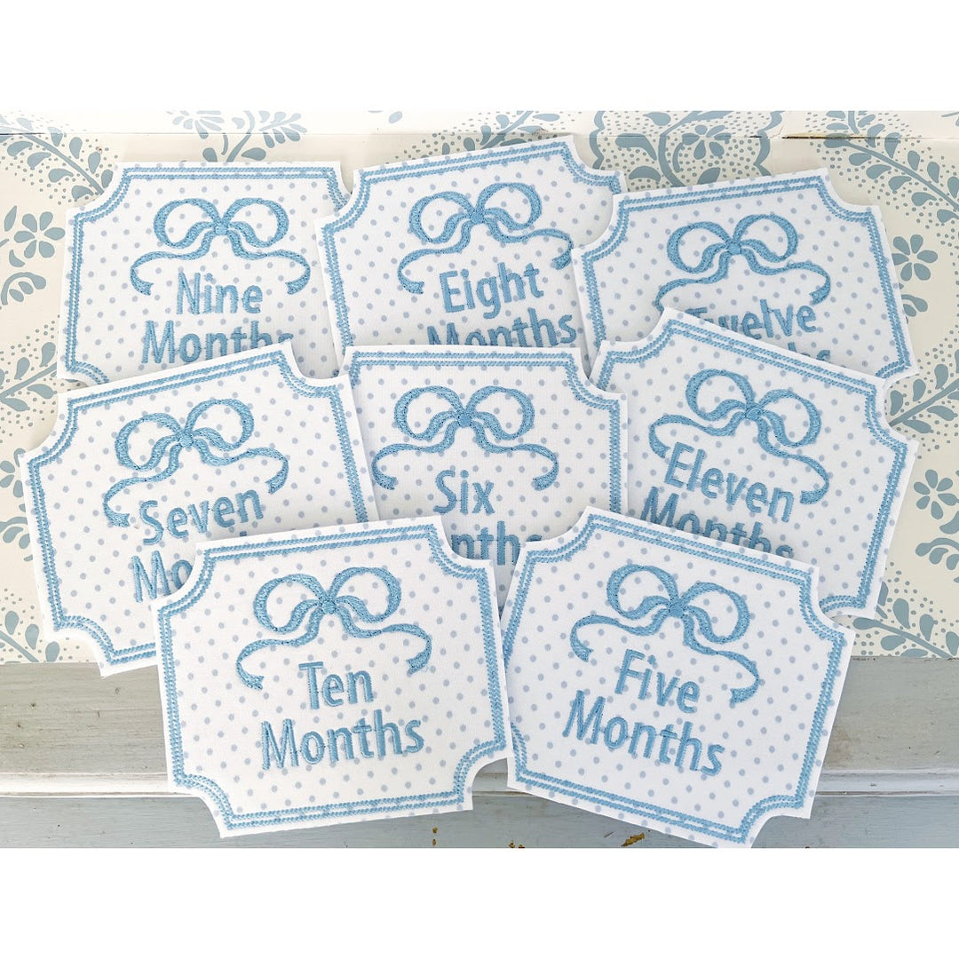 Scalloped Bow Month Cards Square