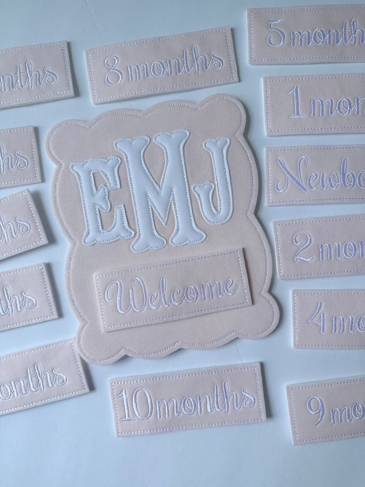 Initial Month Plaque in Solid Pink