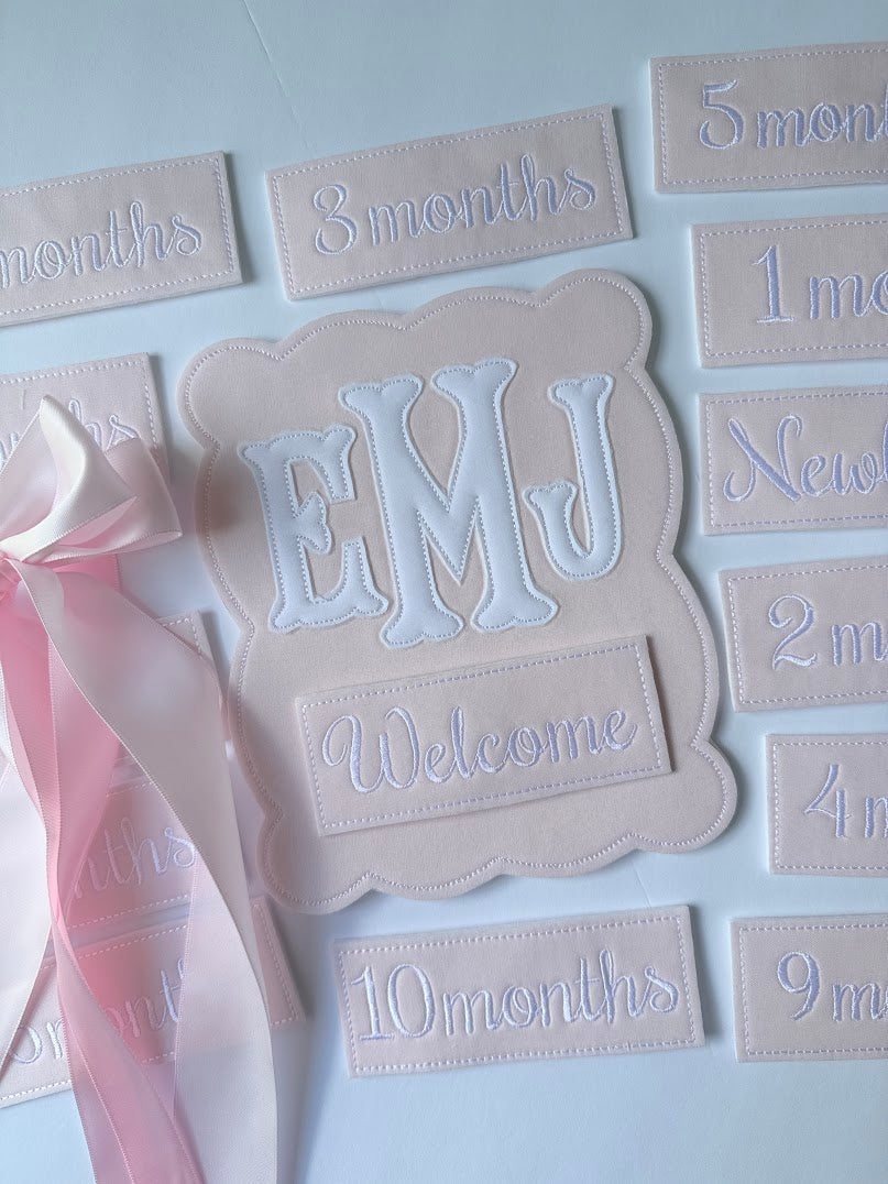 Initial Month Plaque in Solid Pink