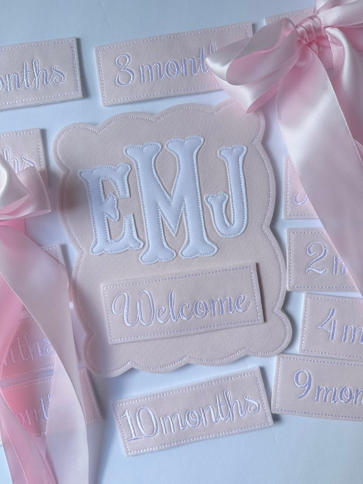 Initial Month Plaque in Solid Pink