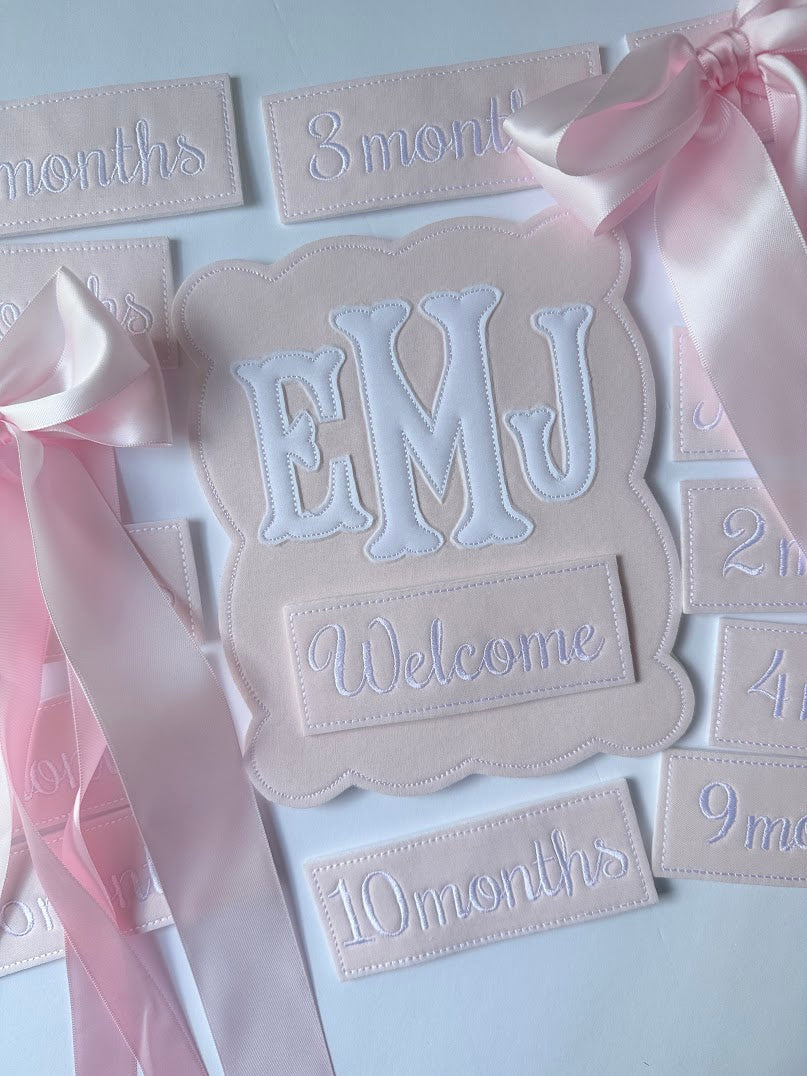Initial Month Plaque in Solid Pink