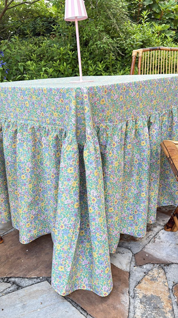 Drop Ruffle Tablecloth in Liberty Everlasting Arley Rose