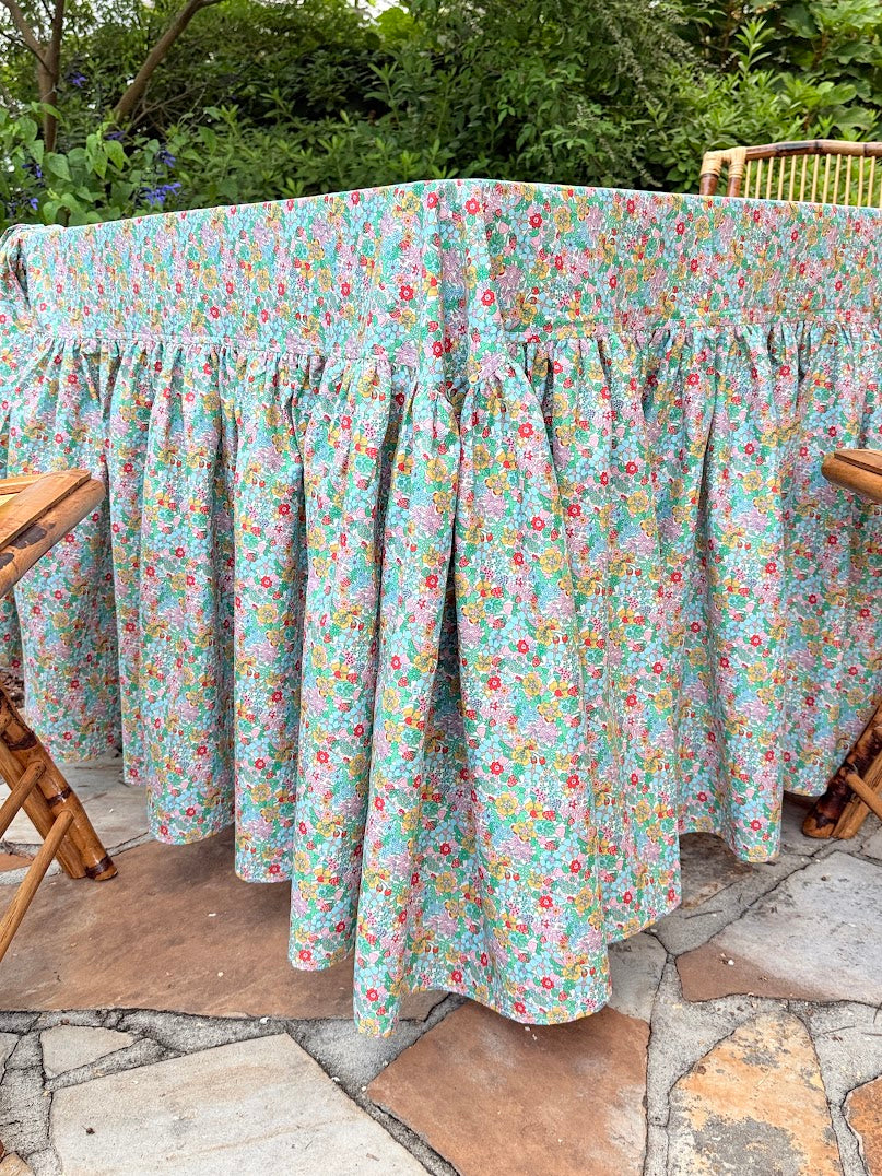 Drop Ruffle Tablecloth in Liberty Everlasting Flowertop Forest