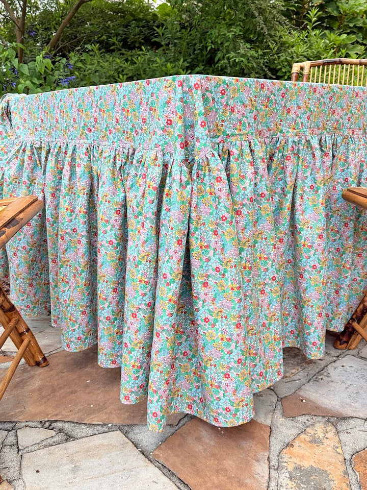 Drop Ruffle Tablecloth in Liberty Everlasting Flowertop Forest