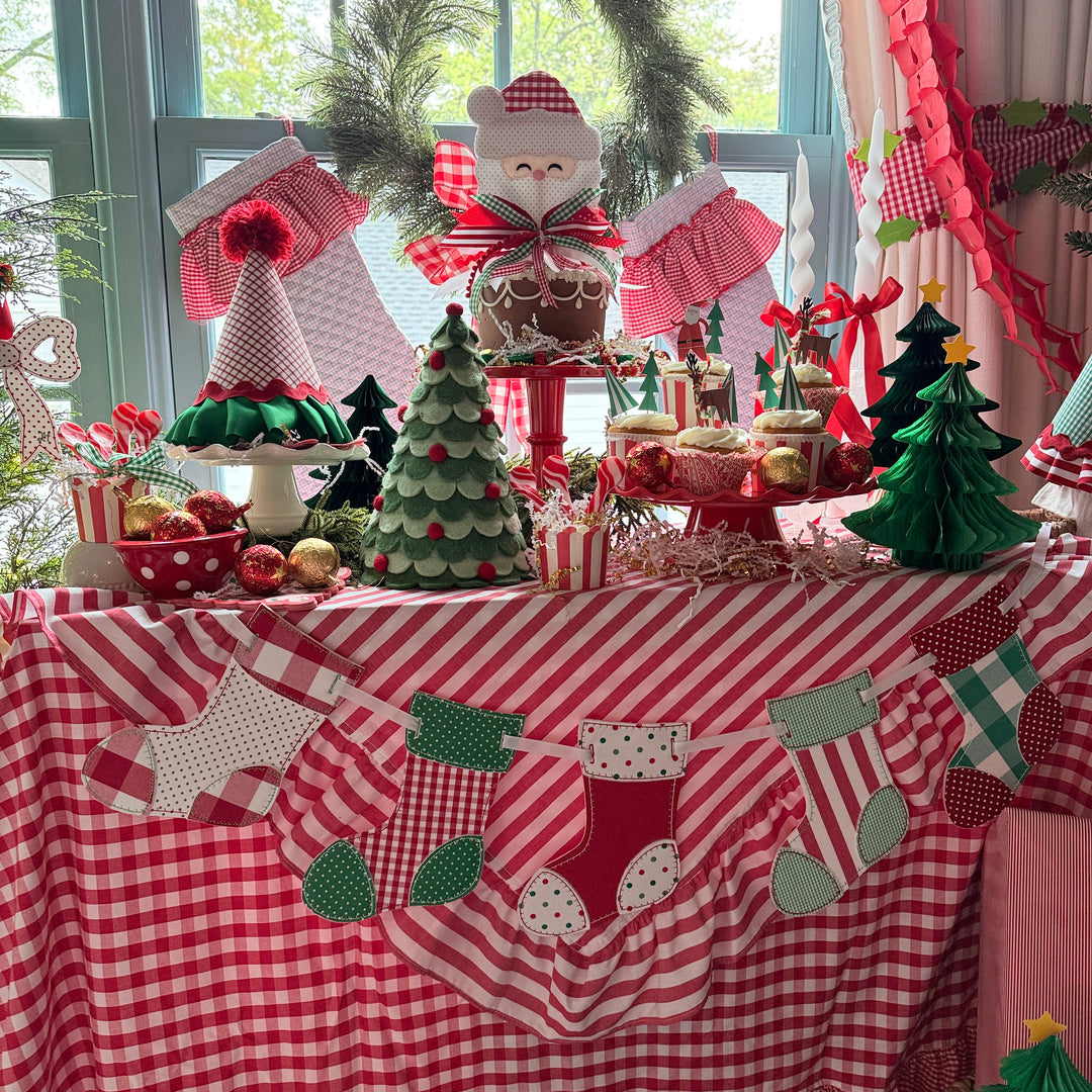 Red Gingham Tablecloth with Ruffle