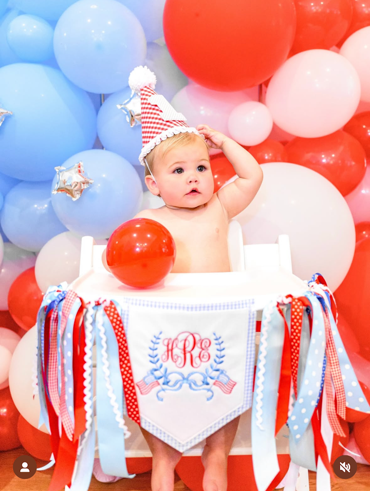 Patriotic Monogram Crest High Chair Pendant