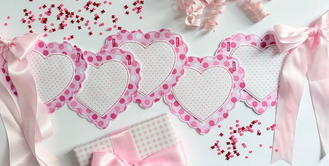 Pink Polka Dot Heart Banner