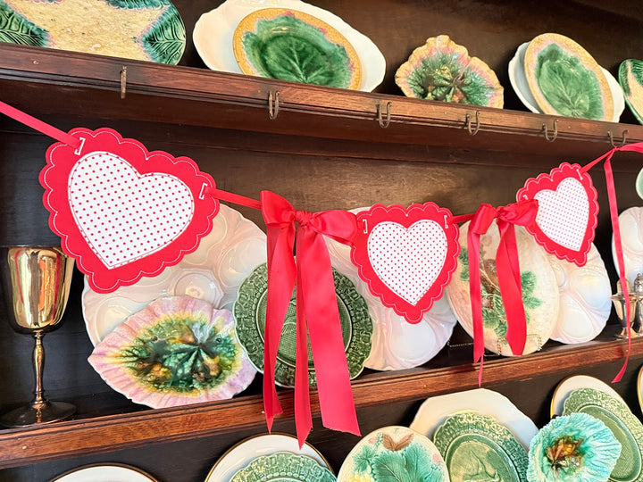 Red Scalloped Hearts with Satin Bows in between!