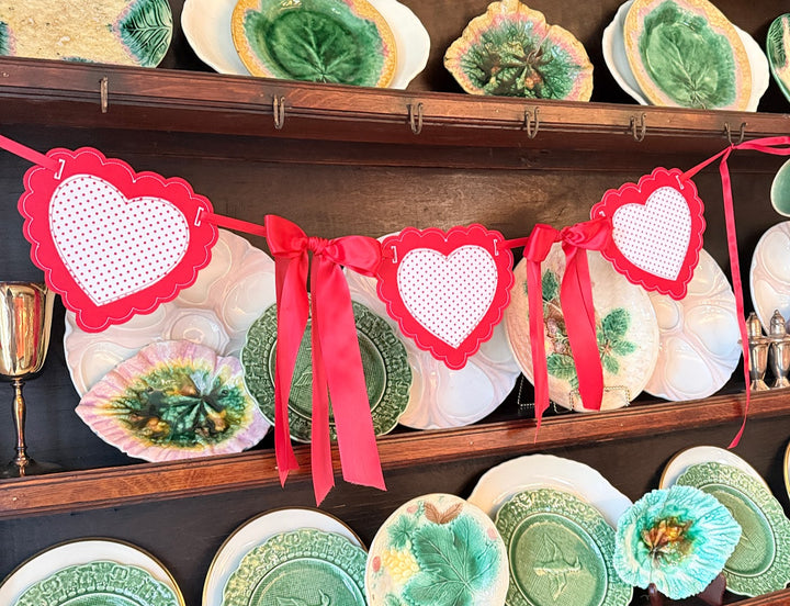 Red Scalloped Hearts with Satin Bows in between!