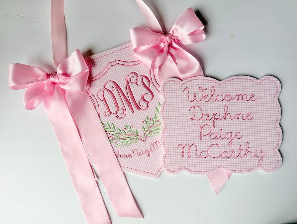 Pink Gingham Baby Set