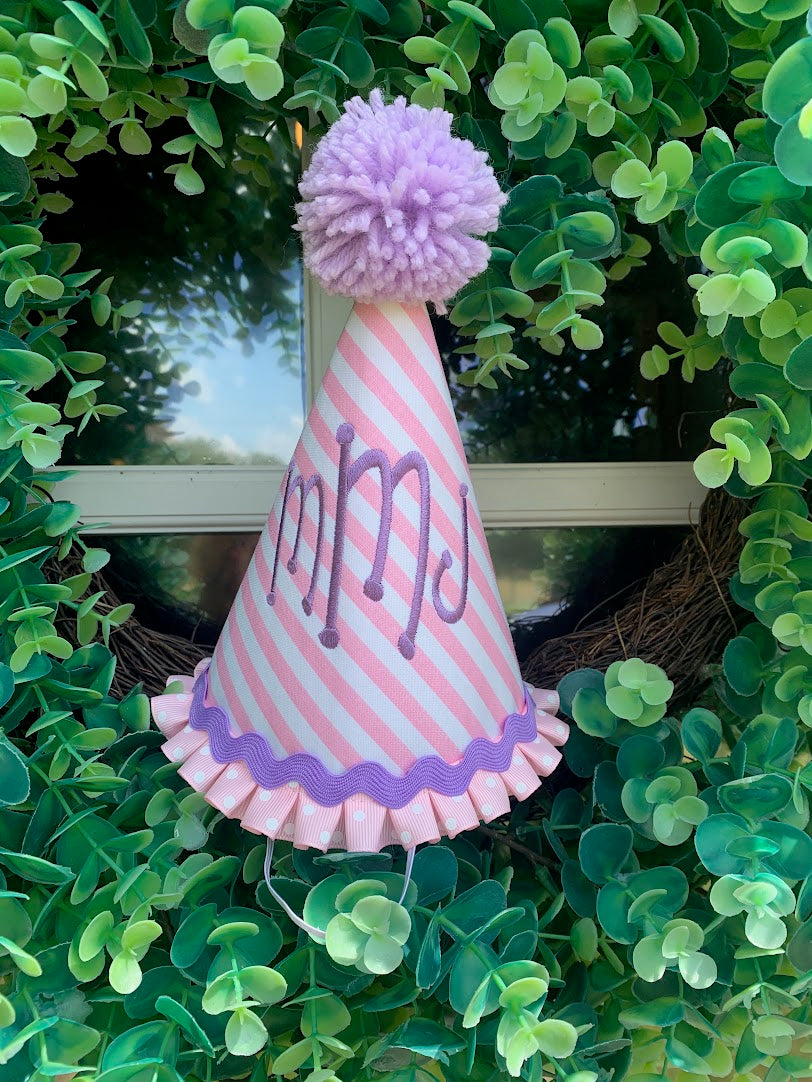 Pink Striped Birthday Hat